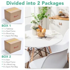 Costway Dining Table Set Modern 5 PCS For 4 Round Dining Room Table Set W/Solid Wood Leg -Costway GUEST 2c9717b9 2a79 45d9 bfbe 3ea73d0828ec