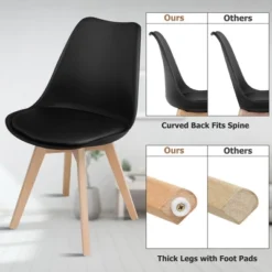 Costway Set Of 4 Dining Chair Mid Century Modern Shell PU Seat W/ Wood-Leg White -Costway GUEST 2c9d41a8 1589 4618 a1f0 a6625ad8284f