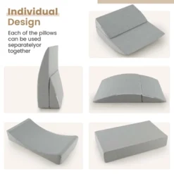 Costway 4-in-1 Convertible Folding Sofa Bed Floor Futon Sleeper Couch Chair Single Grey -Costway GUEST 2ca24922 cee0 44a9 92c2 e1fc78267442