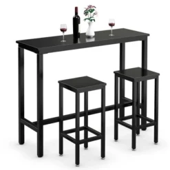 Costway 3 Pieces Bar Table Set Counter Height Breakfast Bar Dining Table W/Stools -Costway GUEST 2ccc7622 d3d0 4680 969c c9c473eb6602