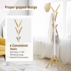 Costway Bamboo Coat Rack Stand Freestanding Hall Tree Hanger Organizer W/6 Hooks -Costway GUEST 2cfcbc30 55a1 4431 85e6 f8feb457f9fe