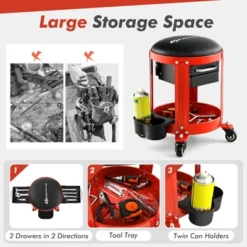 Costway Workshop Creeper Seat Rolling Mechanic Stool With2 Drawers 330 LBS Weight Capacity -Costway GUEST 2d21e719 b4e2 435d 9230 c9cd9e7743a0