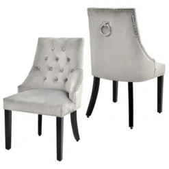 Costway Set Of 2 Button-Tufted Dining Chair Upholstered Armless Side Chair -Costway GUEST 2d36341e a7da 43ad b6ba b992541c18b2