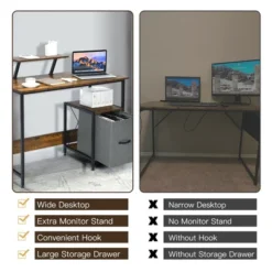 Costway Computer Desk Writing Workstation Home Office W/ Movable Storage Rack & Shelf -Costway GUEST 2d3ded83 cb0f 441e 9207 59350df971bf