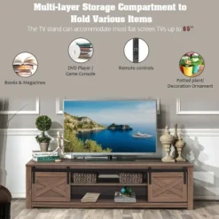 Costway Sliding Barn Door TV Stand For TV's Up To 65'' Storage Shelf Entertainment Center -Costway GUEST 2d5cb76b 586d 40b7 92bb 87ece12b02e6