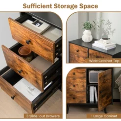 Costway Mid-Century Rustic Storage Cabinet Multipurpose Wood Shelf Organizer With 3 Drawers 15 Costway Mid-Century Rustic Storage Cabinet Multipurpose Wood Shelf Organizer With 3 Drawers -Costway GUEST 2d8e0e80 07c0 44d9 92fc c4c2b5158a11