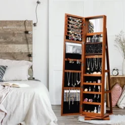 Costway 360degree Rotatable Jewelry Cabinet 2-in-1 Lockable Mirrored Organizer -Costway GUEST 2da5d1b7 864c 4421 9cef 544d543c411f