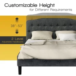 Costway Queen Upholstered Headboard Adjust Button Tufted Faux Linen -Costway GUEST 2da92e7e 9aca 4934 890f 0b6a5ca7181f