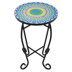 Costway Mosaic Side Table Accent Table Round Balcony Bistro End Table OrangeBlueNavy -Costway GUEST 2dd55ca3 979f 4edd 8d53 a369908a5a82