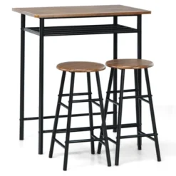 Costway 3 Pieces Bar Table Set Counter Height Dining Pub Table W/ 2 Stools -Costway GUEST 2dd8a5f7 97dd 4ce3 9f6f 49a6d4663ef3