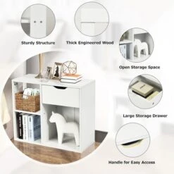 Costway 3-tier Side Table W/Storage Shelf&Drawer Space-saving Nightstand White -Costway GUEST 2deb8f4e cd1c 4bcc 8b3c 705962d33b5e