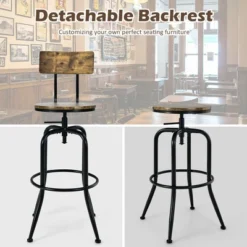 Costway Set Of 2 Industrial Bar Stool Adjustable Swivel Counter-Height Dining Side Chair -Costway GUEST 2e5e3a79 bdca 4512 bae1 7be28cb4388f