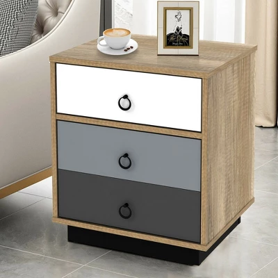 Costway 2PCS Nightstand With Drawer And Storage Cabinet Wooden Sofa Side Table End Table 4 Costway 2PCS Nightstand With Drawer And Storage Cabinet Wooden Sofa Side Table End Table - Image 2