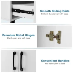 Costway Mid Century Storage Cabinet Accent Buffet Sideboard Entryway Kitchen White Brown -Costway GUEST 2e8cc32d e6c3 493a 845a 478400b2bf71