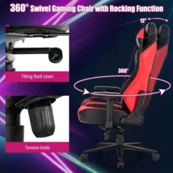 Costway Gaming Chair 360° Swivel Computer Reclining Height Adjustable 4D Armrest Red -Costway GUEST 2e98f02a 3632 43a3 8d7a e06ff240f7cb