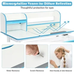 Costway Adjustable Height Kids Study Desk Drafting Table Computer Station PinkBlue -Costway GUEST 2eacc291 9562 4c4a 9586 75df8c9b45bb