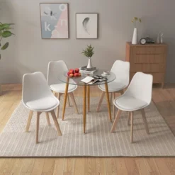 Costway Dining Table Set For 4 Modern Kitchen Table Set With Round GlassTempeTable&4 Chairs 13 Costway Dining Table Set For 4 Modern Kitchen Table Set With Round GlassTempeTable&4 Chairs -Costway GUEST 2eb69565 85b7 4364 a640 abf6ce6023af
