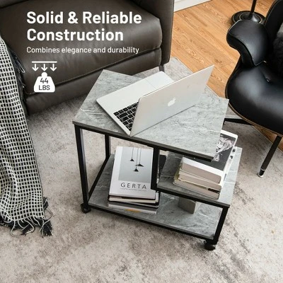 Costway 3 Tier Side Table With Casters Mobile End Table Storage For Living Room Bedroom 8 Costway 3 Tier Side Table With Casters Mobile End Table Storage For Living Room Bedroom - Image 6