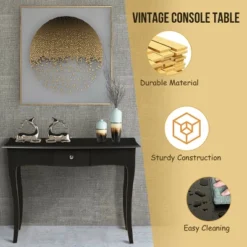 Costway Wooden Console Table Hallway Entryway Side Sofa Accent Storage Drawer Black -Costway GUEST 2ec44454 5e62 4835 8dda 594b55b67d38