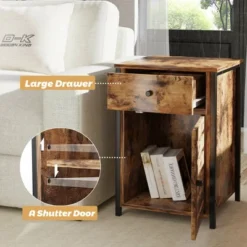 Costway Nightstand With Drawer Cabinet Adjustable Shelf Industrial Side Table Rustic -Costway GUEST 2ed7b26a df4b 4263 9f0c 8b3481089646