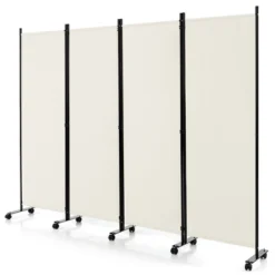 Costway 4-Panel Folding Room Divider 6FT Rolling Privacy Screen With Lockable Wheels Black/Brown/Grey/White -Costway GUEST 2f014819 7cdc 4431 b7c5 be5b06bfaba1