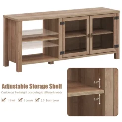 TV Stand Entertainment Center For TV's Up To 65''w/ 2 Metal Mesh Doors Natural -Costway GUEST 2f1a150e 2719 4068 91db 6776d8ae2092