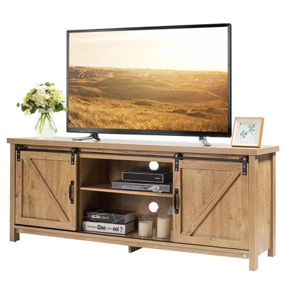 Costway TV Stand Media Center Console Cabinet Sliding Barn Door For TV's 60'' 13 Costway TV Stand Media Center Console Cabinet Sliding Barn Door For TV's 60'' - Image 11