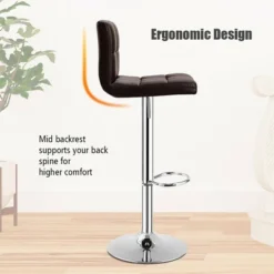 Costway Set Of 2 Bar Stools Adjustable PU Leather Swivel Kitchen Counter Bar Chair Brown -Costway GUEST 2f34b4ef 5bd3 44c5 8ae8 5143a33b076d