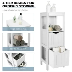 Costway Bathroom Floor Cabinet Freestanding Side Storage Organizer W/2 Removable Drawers -Costway GUEST 2f4fa445 bf51 479c ac73 b317a18ddda8