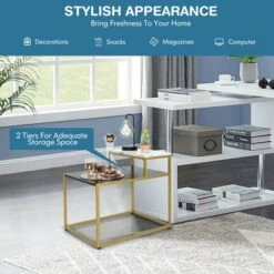 Costway 2 Tier End Side Table Metal Frame Nightstand With Storage Shelf Living Room -Costway GUEST 2f722655 42e6 429c 9cef e73dfb122e46