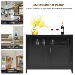 Costway Kitchen Sideboard Buffet Server Cupboard Storage Cabinet W/2 Doors Black -Costway GUEST 2f7516b9 a5ff 4aba b898 68812a2b44c7
