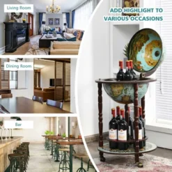 Costway 17'' Globe Wine Kitchen Stand 16th Century Italian Map Liquor Bottle Shelf Cart -Costway GUEST 2fb976bb b08f 4fa7 89e0 c9b2905b3222