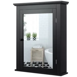 Costway Bathroom Mirror Cabinet Wall Mounted Adjustable Shelf Medicine Grey/Black -Costway GUEST 2fc54452 3213 4331 b8b1 22819a708feb