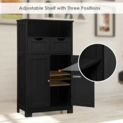 Costway Bathroom Floor Cabinet Wooden Storage Organizer W/Drawer Doors -Costway GUEST 301255fd be4b 49db 8d7e 6c86db385c2b