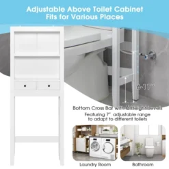 Costway Over The Toilet Storage Rack Bathroom Space Saver With 2 Open Shelves & Drawers -Costway GUEST 3036c181 b32e 4785 9967 5170f7ae0867