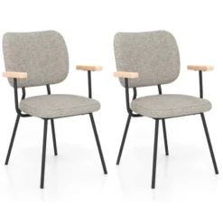 Costway Set Of 2 Modern Linen Fabric Dining Chairs Padded Kitchen Accent Armchair Grey/Orange -Costway GUEST 30389a5f d068 4f49 a0f8 71467ef4fc18