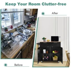 Costway Rolling Kitchen Cart Island Heavy Duty Storage Trolley Cabinet Utility Black -Costway GUEST 305c1a62 307e 404d bedb ee94858fbb1a