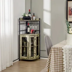Costway Corner Bar Cabinet Industrial Liquor Wine Cabinet With Glass Holder & Mesh Doors 13 Costway Corner Bar Cabinet Industrial Liquor Wine Cabinet With Glass Holder & Mesh Doors -Costway GUEST 3065f17b 2def 4f7f 8c9a 8d0675a99bf3