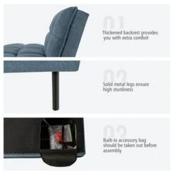 Costway Modern Convertible Futon Sofa Bed Linen Fabric Folding Couch Recliner GreyAquamarineBlue -Costway GUEST 307ab04c 8480 4838 92e1 62a801e8a1d6