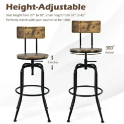 Costway Set Of 4 Industrial Bar Stool Adjustable Swivel Counter-Height Dining Side Chair -Costway GUEST 308cd703 54cc 4ad1 8929 76c8ed2e6943