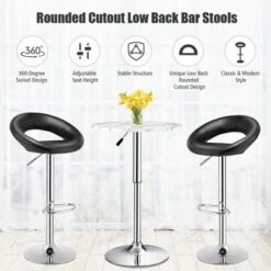Costway Set Of 2 Bar Stools Adjustable PU Leather Barstools Swivel Pub Chairs Black New Low Back -Costway GUEST 30c38566 b079 4a15 8155 e995bebfe597