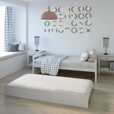 Costway Twin Size Trundle Daybed Wooden Slat Support Mattress Platform For Kids EspressoWhite 3 Costway Twin Size Trundle Daybed Wooden Slat Support Mattress Platform For Kids EspressoWhite