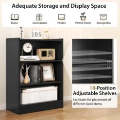 Costway 3-Tier Bookcase Open Multipurpose Display Rack Cabinet With Adjustable Shelves Black/Brown 18 Costway 3-Tier Bookcase Open Multipurpose Display Rack Cabinet With Adjustable Shelves Black/Brown -Costway GUEST 3102db57 fdf3 400e 8808 329391754cc2