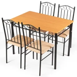 Costway 5 PC Dining Set Wood Metal 30" Table And 4 Chairs Black Kitchen Breakfast Furniture -Costway GUEST 3151bece c785 4a9d 9e2c ffd2fca17a53