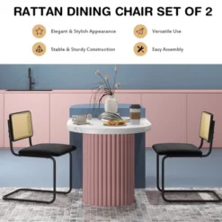 Costway Dining Chairs Set Rattan Upholstered Dining Chairs With Cane Back&Metal Base -Costway GUEST 315bec88 7f00 473e bfcf 18b6e19d99d0