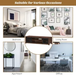 Costway TV Stand Entertainment Center For TV's Up To 65'' With Sliding Mesh Doors Walnut Black -Costway GUEST 3171e2bd 01a5 43ad a053 1f0cb47806f5