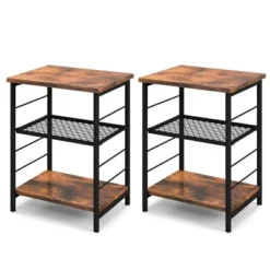 Costway 2 PCS 3-Tier Side End Table With Adjustable Mesh Shelf Narrow Nightstand 19 Costway 2 PCS 3-Tier Side End Table With Adjustable Mesh Shelf Narrow Nightstand -Costway GUEST 31811d67 76da 4b72 a74a b1778e67dcb9