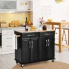 Costway 4-Door Rolling Kitchen Island Cart Buffet Cabinet W/ Towel Racks Drawers WhiteBlack