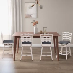 Costway Set Of 4 Swivel Bar Stools Bar Height Upholstered Faux Leather Dining Chairs