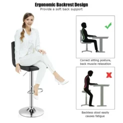 Costway Adjustable Armless Bar Stool Swivel Kitchen Counter Bar Chair PU Leather Black -Costway GUEST 31ce3919 3d20 4d6d a309 257d2e83ca22